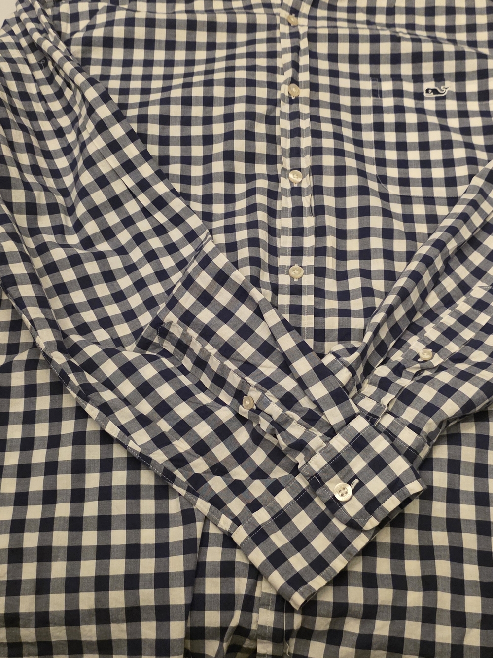 Vineyard Vines Navy and White Gingham Button-Down Shirt